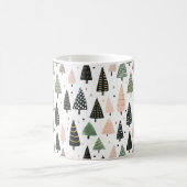 Modern Pink Christmas Tree Pattern Mug Koffiemok (Center)