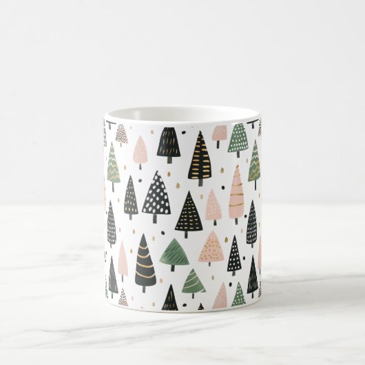 Modern Pink Christmas Tree Pattern Mug Koffiemok (Center)
