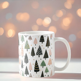 Modern Pink Christmas Tree Pattern Mug Koffiemok