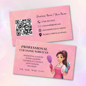Modern Pink Cleaning Service Business Card Visitekaartje