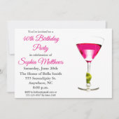 Modern Pink Cocktail Birthday Party Kaart (Voorkant)