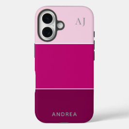 Modern Pink Color Block Personalized Phone iPhone 16 Hoesje