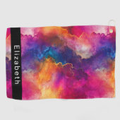 Modern Pink Color Fusion Personalized Golfhanddoek (Horizontaal)