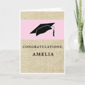 Modern Pink Congratulations Rustic Graduation Kaart (Voorkant)