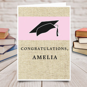 Modern Pink Congratulations Rustic Graduation Kaart