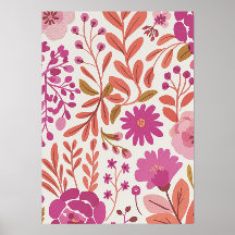 Modern Pink & Coral Floral Botanical Pattern