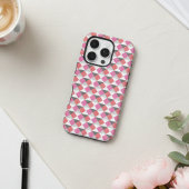 Modern Pink Coral Gray Geometric Harlequin Pattern iPhone Hoesje