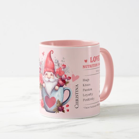 Modern Pink Cup of Love Ingredients Name Mok (Voorkant rechts)