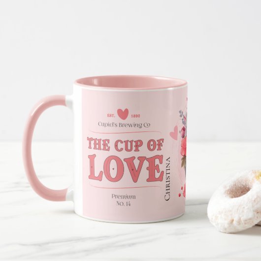 Modern Pink Cup of Love Ingredients Name Mok (Met donut)