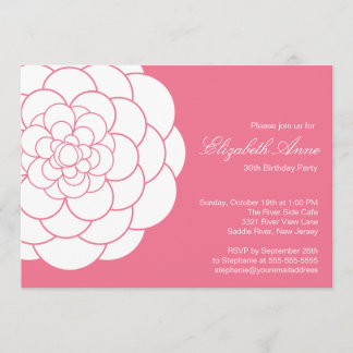 Modern Pink Dahlia Bloom Birthday Party Kaart
