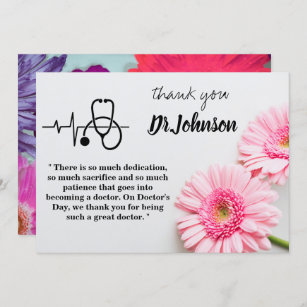 Modern Pink Daisy Floral Doctors Day Bedankkaart