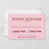 Modern Pink Deep Red Retro Bold Unique Wedding  RSVP Kaartje (Voorkant)