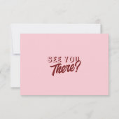 Modern Pink Deep Red Retro Bold Unique Wedding  RSVP Kaartje (Achterkant)