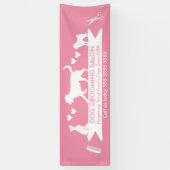 Modern Pink Dog Silhouette Dog Grooming Salon Spandoek (Verticaal)