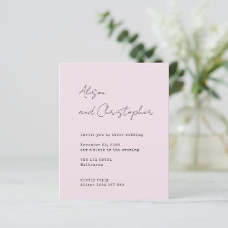 Modern Pink Elegant Script Wedding Invitation