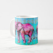 Modern Pink Elephant Blue Waterverf Trendy Koffiemok (Voorkant links)
