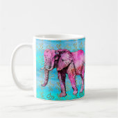 Modern Pink Elephant Blue Waterverf Trendy Koffiemok (Links)