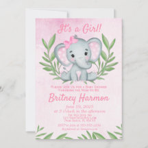 Modern Pink Elephant Safari Girl Baby shower