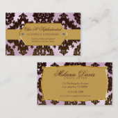 Modern Pink en Brown Damask Visitekaartje (Voorkant / Achterkant)