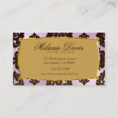 Modern Pink en Brown Damask Visitekaartje (Achterkant)
