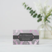 Modern Pink en Silver Damask Visitekaartje (Staand voorkant)