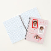 Modern Pink “Fa La La” Christmas Photo   Notitieboek (Binnen)