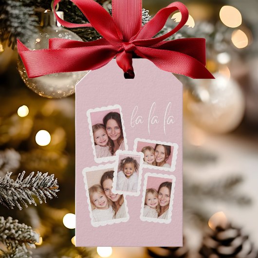 Modern Pink “Fa La La” Multi Photo Christmas Gift  Cadeaulabel