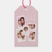 Modern Pink “Fa La La” Multi Photo Christmas Gift  Cadeaulabel (Voorkant)