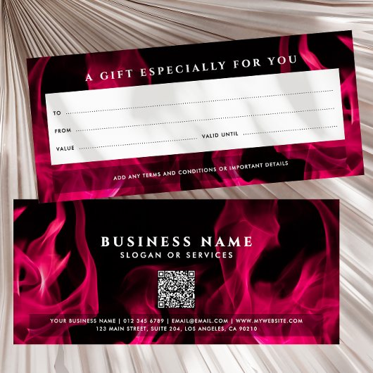 Modern Pink Flames QR Code Cadeaubon