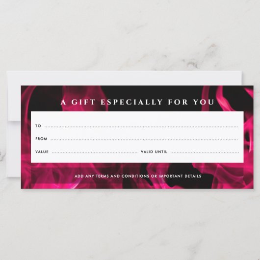 Modern Pink Flames QR Code Cadeaubon (Achterkant)