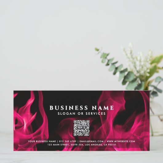 Modern Pink Flames QR Code Cadeaubon (Staand voorkant)