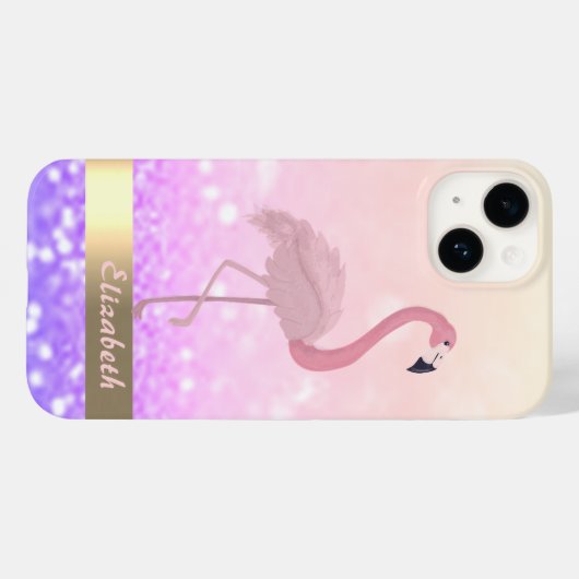 Modern Pink Flamingo Glitter Bokeh Case-Mate iPhone Case (Achterkant (horizontaal))