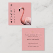 Modern Pink Flamingo Minimalist Vierkante Visitekaartje (Voorkant / Achterkant)
