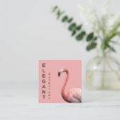 Modern Pink Flamingo Minimalist Vierkante Visitekaartje (Staand voorkant)