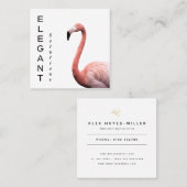 Modern Pink Flamingo Minimalist Vierkante Visitekaartje (Voorkant / Achterkant)