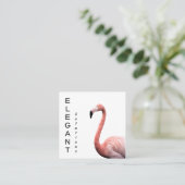 Modern Pink Flamingo Minimalist Vierkante Visitekaartje (Staand voorkant)