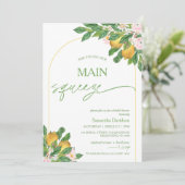 Modern Pink Flora Lemon Main Squeeze Vrijgezellenf Kaart (Staand voorkant)