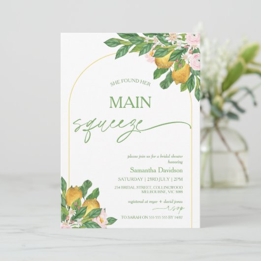 Modern Pink Flora Lemon Main Squeeze Vrijgezellenf Kaart (Staand voorkant)