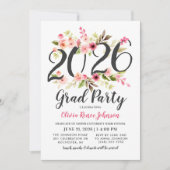 Modern Pink Floral 2025 Afstudeerder Party Afstude Kaart (Voorkant)