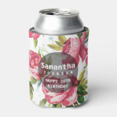 Modern Pink Floral - Aangepersonaliseerde verjaard Blikjeskoeler (Blikje Voorkant)