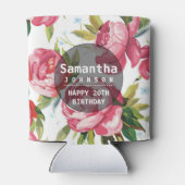 Modern Pink Floral - Aangepersonaliseerde verjaard Blikjeskoeler (Achterkant)