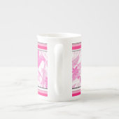 Modern Pink Floral Bone China Mok (Achterkant)
