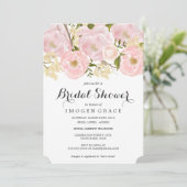 Modern Pink Floral Bridal Shower Kaart (Staand voorkant)