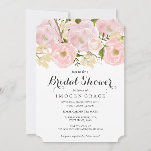 Modern Pink Floral Bridal Shower Kaart (Voorkant)