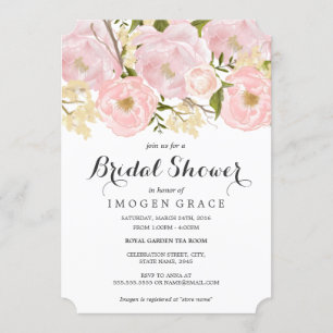Modern Pink Floral Bridal Shower Kaart