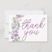 Modern Pink Floral Bridal Shower Thank You Bedankkaart (Voorkant)