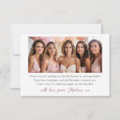 Modern Pink Floral Bridal Shower Thank You Bedankkaart (Achterkant)