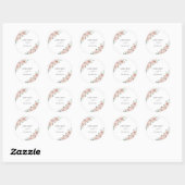 Modern Pink Floral Dusty Roos Elegant Wedding Ronde Sticker (Vel)