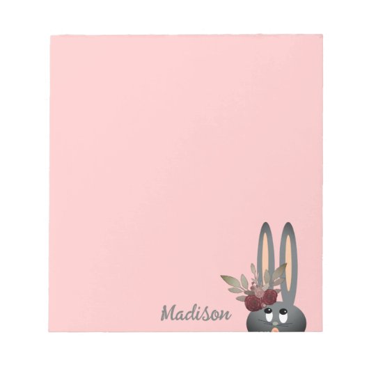 Modern Pink Floral Easter Bunny - Speciaal Notitieblok (Voorkant)