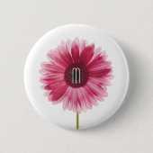 Modern Pink Floral Gerbera Daisy Button (Voorkant)
